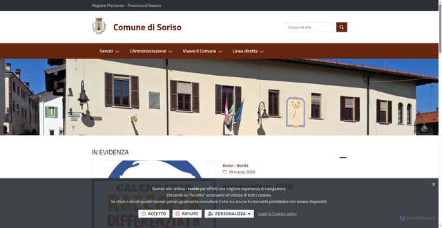 Security scan screenshot of https://www.comune.soriso.no.it