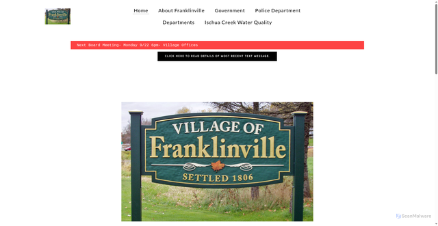 Security scan screenshot of https://villagefranklinvilleny.gov/