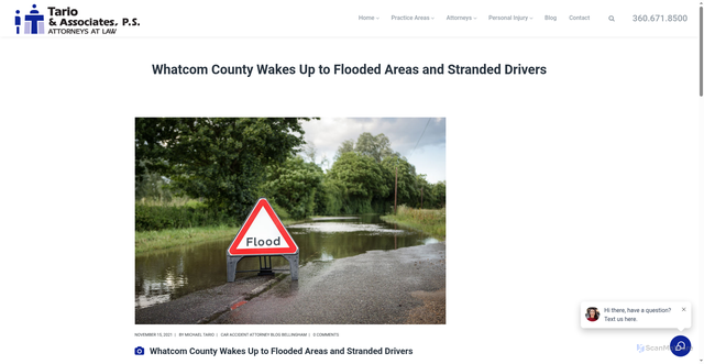 Security scan screenshot of https://www.tariolaw.com/whatcom-county-wakes-up-to-flooded-areas-and-stranded-drivers/
