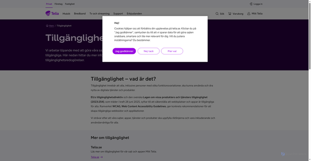 Security scan screenshot of https://www.telia.se/om/tillganglighet