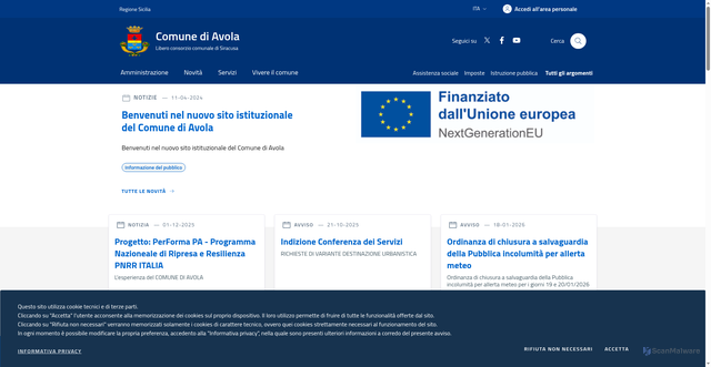 Security scan screenshot of https://www.comune.avola.sr.it/