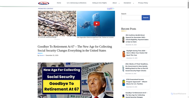 Security scan screenshot of https://www.govote-okaloosa.com/new-age-for-collecting-social-security/