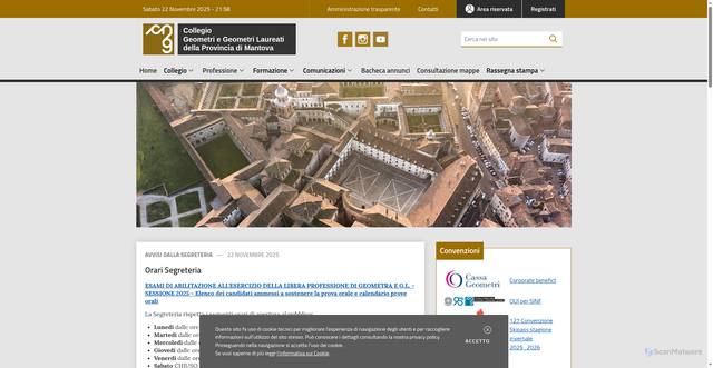 Security scan screenshot of https://www.collegiogeometrimantova.it/