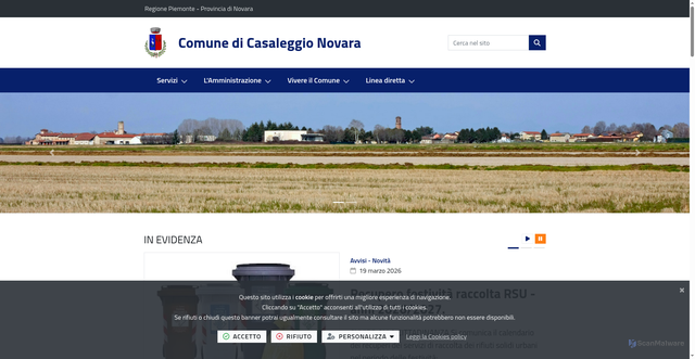 Security scan screenshot of https://www.comune.casaleggionovara.no.it