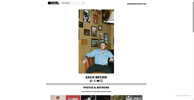 Security scan screenshot of https://press.warnerrecords.com/zachbryan