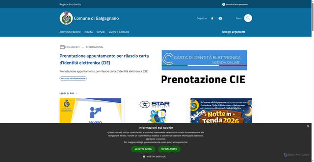 Security scan screenshot of https://www.comune.galgagnano.lo.it