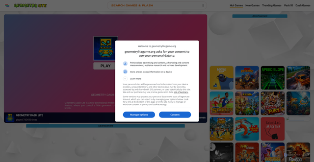 Security scan screenshot of https://geometrylitegame.org