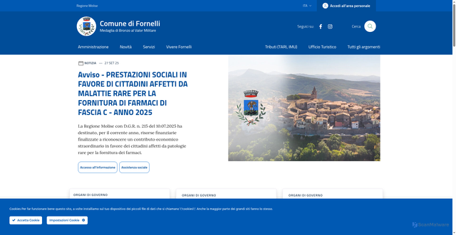 Security scan screenshot of https://comune.fornelli.is.it/