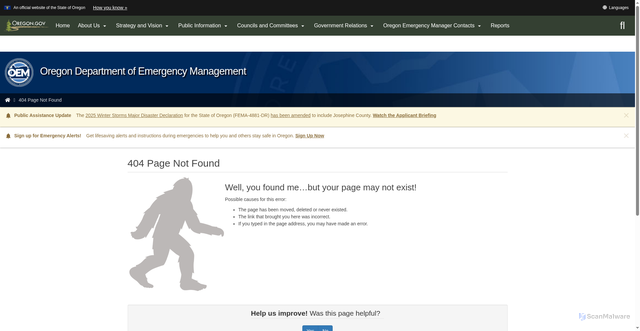 Security scan screenshot of https://www.oregon.gov/oem/emresources/pages/continuity-of-operations-planning.aspx?utm_source=OEM&utm_medium=egov_redirect&utm_campaign=https%3A%2F%2Foregoncoop.gov%2F