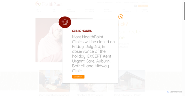 Security scan screenshot of https://healthpointchc.org