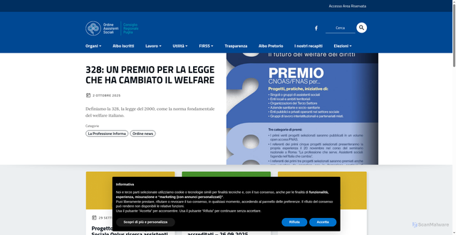 Security scan screenshot of https://www.croaspuglia.it/