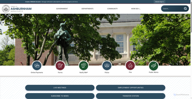 Security scan screenshot of https://ashburnham-ma.gov/