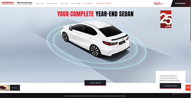 Security scan screenshot of https://honda.com.my