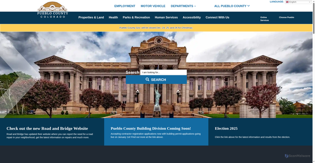 Security scan screenshot of https://pueblocounty.gov/