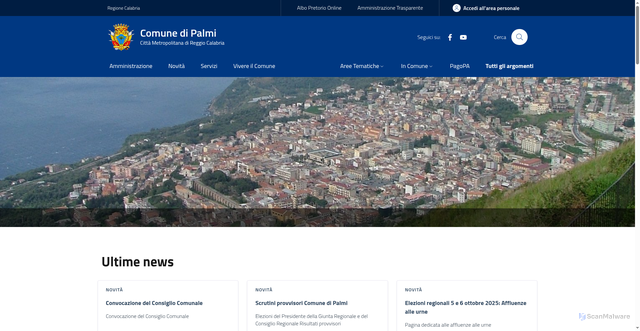 Security scan screenshot of https://www.comune.palmi.rc.it/