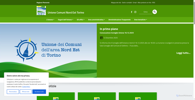 Security scan screenshot of https://www.unionenet.it/