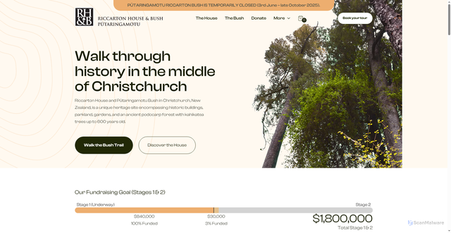 Security scan screenshot of https://www.riccartonhouse.co.nz/