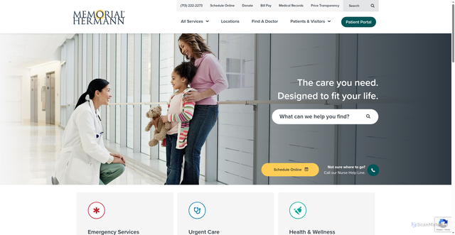 Security scan screenshot of https://memorialhermann.org/