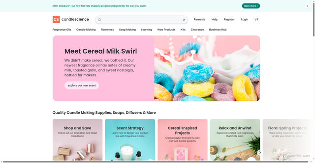 Security scan screenshot of https://www.candlescience.com