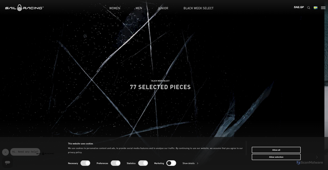 Security scan screenshot of https://sailracing.com/