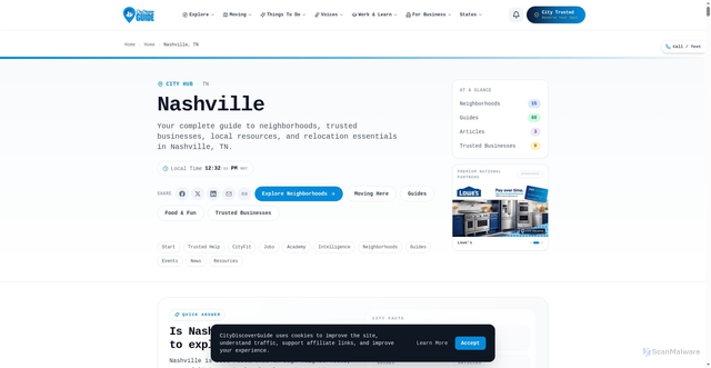 Security scan screenshot of https://citydiscoverguide.com/tn/nashville