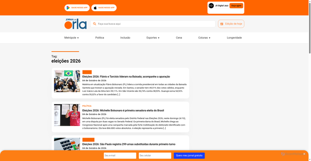 Security scan screenshot of https://jornaldaorla.com.br/noticias/tag/eleicoes-2026/