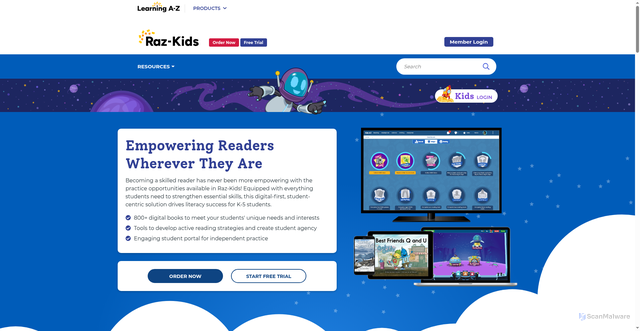 Security scan screenshot of https://content.raz-kids.com