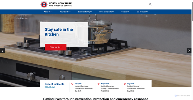 Security scan screenshot of https://www.northyorksfire.gov.uk/