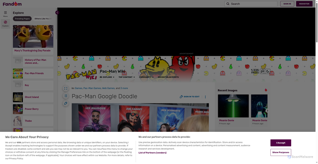 Security scan screenshot of https://pacman.fandom.com/wiki/Pac-Man_Google_Doodle