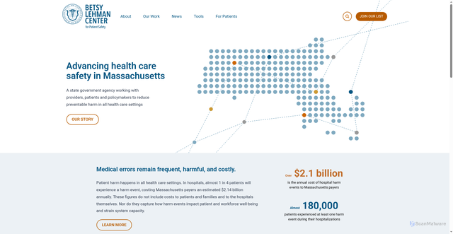 Security scan screenshot of https://betsylehmancenterma.gov/