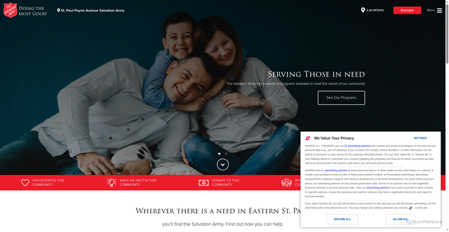 Security scan screenshot of https://centralusa.salvationarmy.org/northern/EastStPaul/