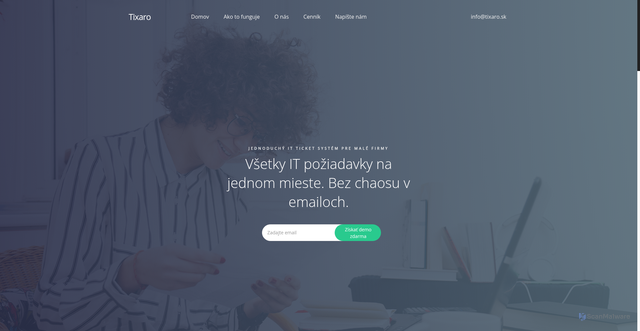 Security scan screenshot of https://tixaro.sk/index.html