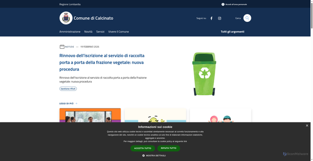 Security scan screenshot of https://www.comune.calcinato.bs.it