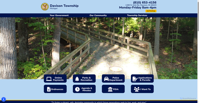 Security scan screenshot of https://davisontwp-mi.gov/home/
