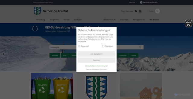 Security scan screenshot of https://www.ahrntal.eu/de