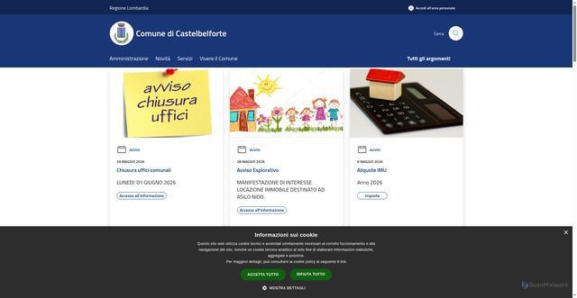 Security scan screenshot of https://www.comune.castelbelforte.mn.it