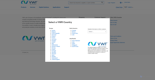 Security scan screenshot of https://www.avantorsciences.com