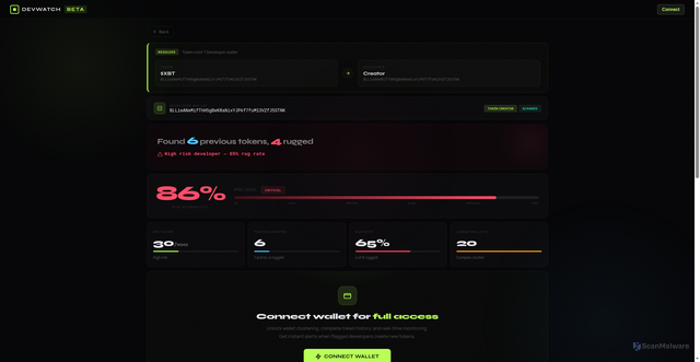 Security scan screenshot of https://check-3zaplyv.devwatchbuild.me/?address=BLLieANeMifThH5gBeKRaNixYJPkf7fuM13VZfJ5STNK