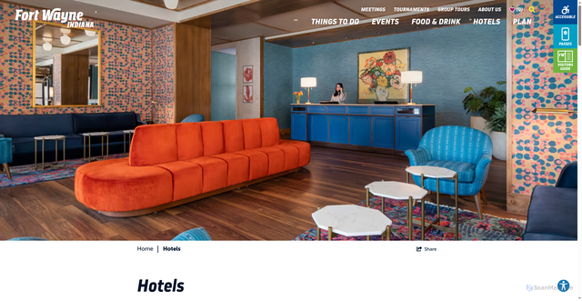Security scan screenshot of https://www.visitfortwayne.com/hotels/