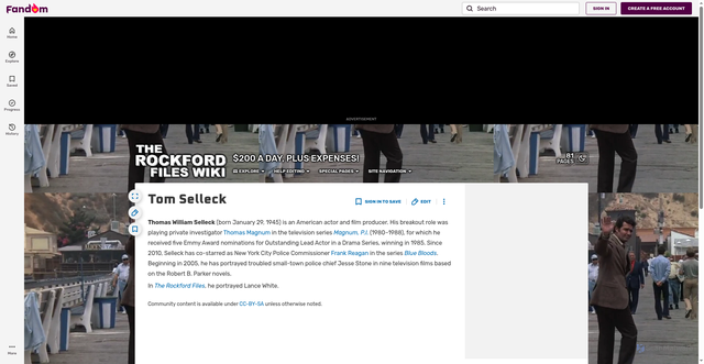 Security scan screenshot of https://therockfordfiles.fandom.com/wiki/Tom_Selleck