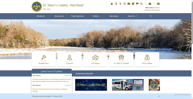 Security scan screenshot of https://www.stmaryscountymd.gov/