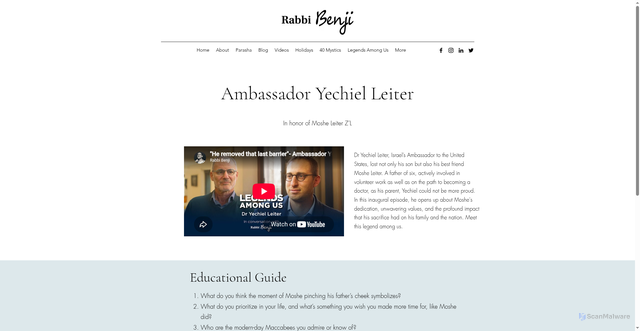 Security scan screenshot of https://www.rabbibenji.com/yechielleiter