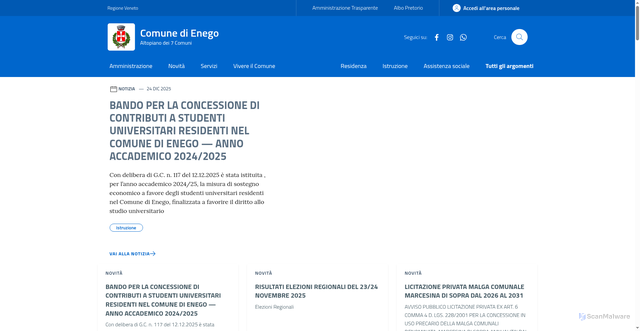 Security scan screenshot of https://www.comune.enego.vi.it/