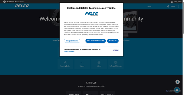 Security scan screenshot of https://support.pelco.com