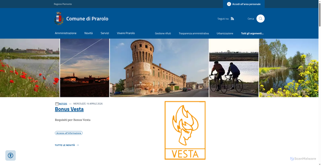 Security scan screenshot of https://www.comune.prarolo.vc.it