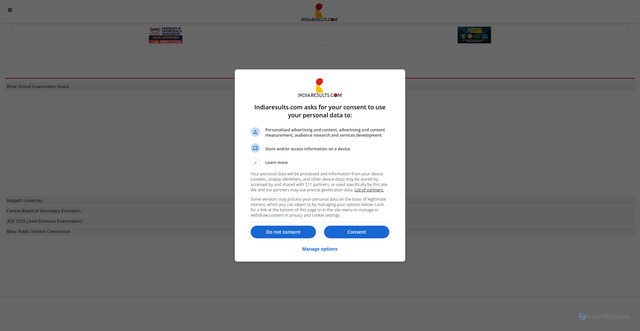 Security scan screenshot of https://bihar.indiaresults.com/