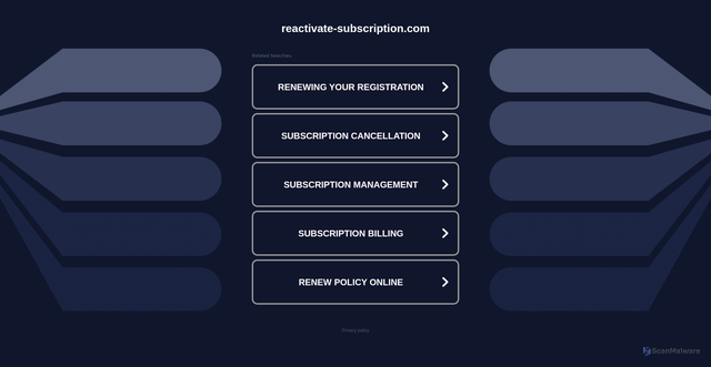 Security scan screenshot of https://reactivate-subscription.com/