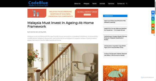 Security scan screenshot of https://codeblue.galencentre.org/2026/05/malaysia-must-invest-in-ageing-at-home-framework/