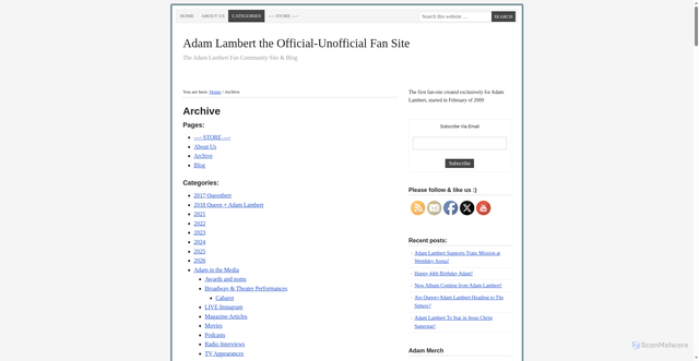Security scan screenshot of https://adam-lambert.org/archive/