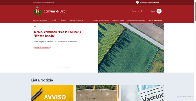 Security scan screenshot of https://comune.birori.nu.it/